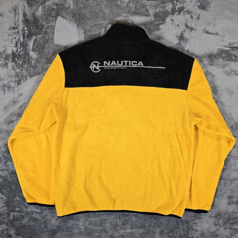 Y2K Nautica Competition 1/4 Zip Fleece Sweater Size XL Yellow Pullover
